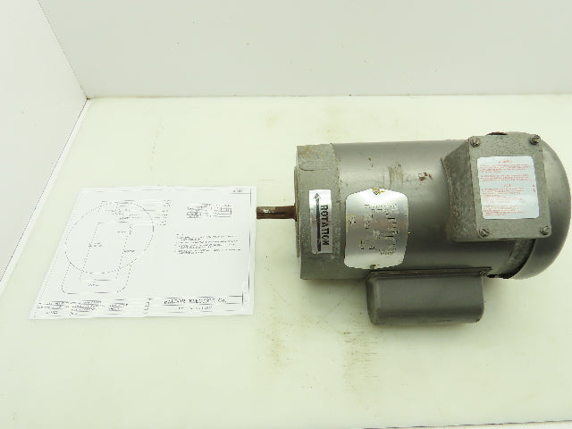 Baldor VL3509 35C13-180 Electric Motor 1Hp 1Ph 115/230V 3450RPM 56C TEFC