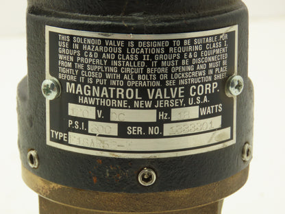 Magnatrol Valve Corp F18AR52-W Solenoid Valve 3/4" Two Way 120V DC 18W 300PSI