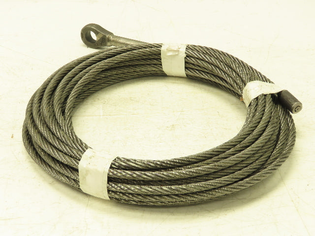 7/16"x 79' Steel Wire Rope Lifting Cable Swage Eyelet End 6x37 WC 4000 Lb WLL