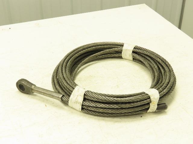 7/16"x 79' Steel Wire Rope Lifting Cable Swage Eyelet End 6x37 WC 4000 Lb WLL