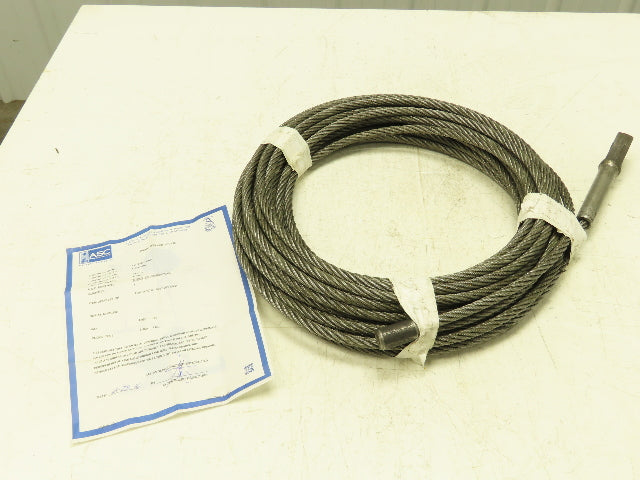 7/16"x 79' Steel Wire Rope Lifting Cable Swage Eyelet End 6x37 WC 4000 Lb WLL