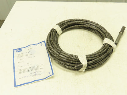 7/16"x 79' Steel Wire Rope Lifting Cable Swage Eyelet End 6x37 WC 4000 Lb WLL