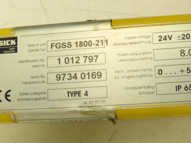 Sick FGSS 1800-211 Light Curtain 1800mm Emitter Transmitter 24V
