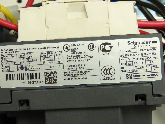 Schneider Electric LE1D097D62 Instakits Combination Motor Starter 1HP 480V 3Ph