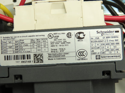 Schneider Electric LE1D097D62 Instakits Combination Motor Starter 1HP 480V 3Ph