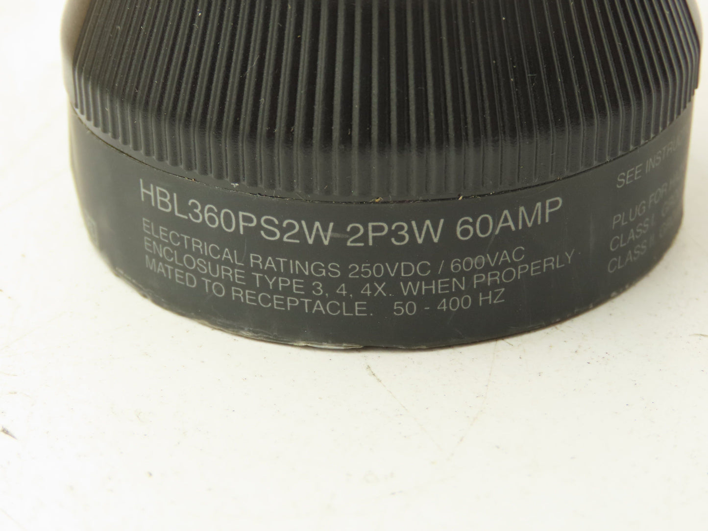 Hubbell HBL360PS2W Pin Sleeve Male Plug 2P3W 600V 60 Amp 2 Pole 3 Wire