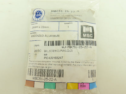 Ruland MBC51-25-22-A Aluminum Clamp Style Bellows Coupling 25x22mm Bore
