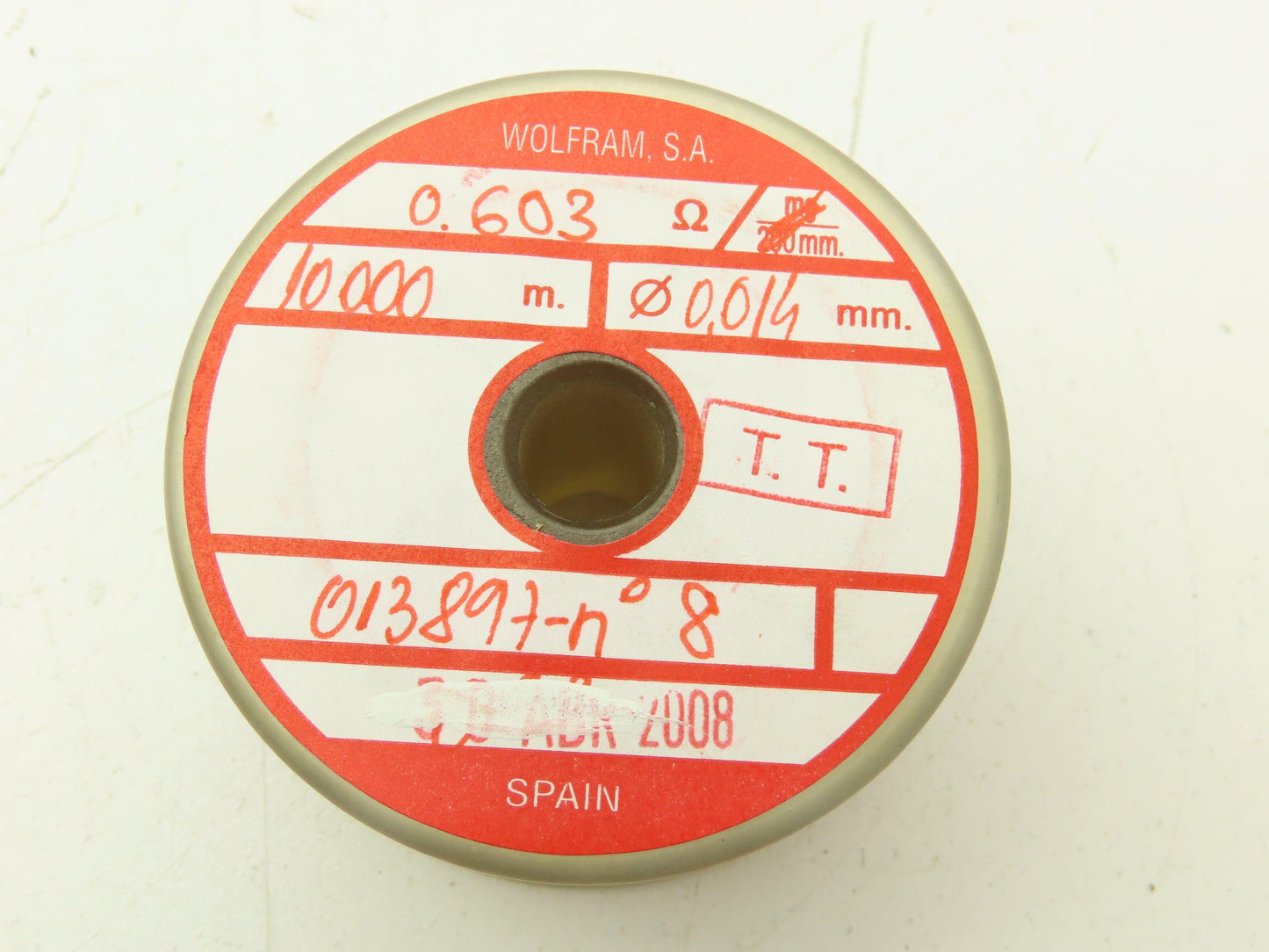 Wolfram Tungsten Filament Wire 0.014mm 0.588-0.602 ohms 9.8 Meters Per Roll