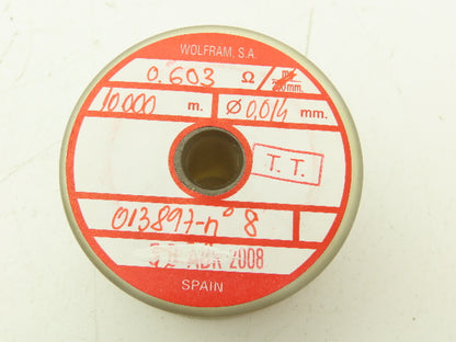 Wolfram Tungsten Filament Wire 0.014mm 0.588-0.602 ohms 9.8 Meters Per Roll