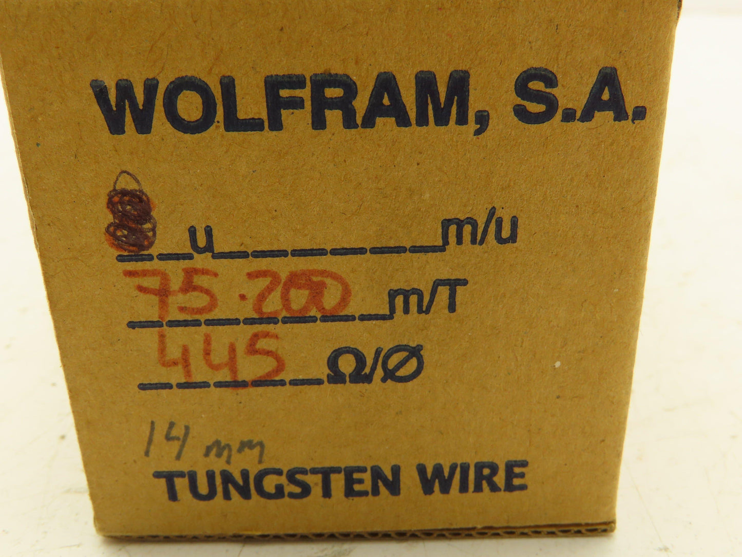 Wolfram Tungsten Filament Wire 0.014mm 0.588-0.602 ohms 9.8 Meters Per Roll