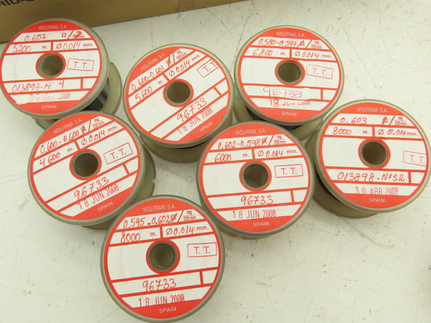 Wolfram Tungsten Filament Wire 0.014mm 0.58-0.607 ohms 86 Meters Lot of 12