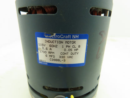 Electrocraft NH C39BBL-3 Induction Motor .05HP 1700RPM 115V 1Ph 3/8" Shaft Size
