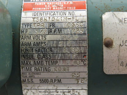 Reliance T56H1041NPL DC Electric Motor 1/2HP 1725RPM 180V 2.5A EC56C Frame