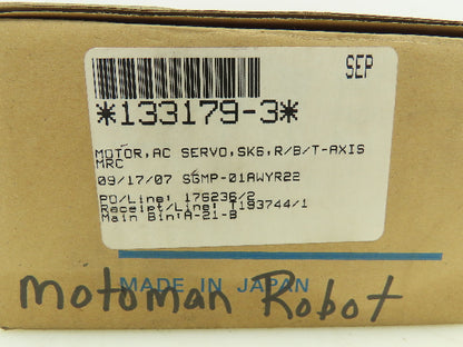 Yaskawa SGMP-01AWYR22 Motoman AC Servo Motor 200V 100W 3000 RPM SK6