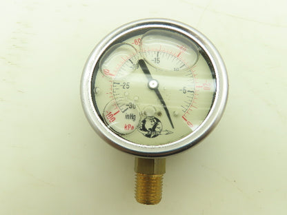 Air Tech LF25S-1 Vacuum Pressure Gauge 30inHg 2-1/2" Oil Filled 1/4" Lot of 5