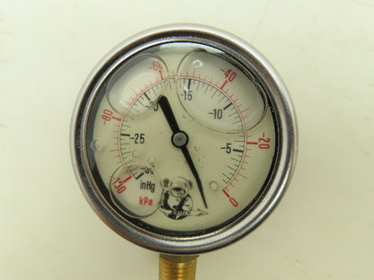 Air Tech LF25S-1 Vacuum Pressure Gauge 30inHg 2-1/2" Oil Filled 1/4" Lot of 5