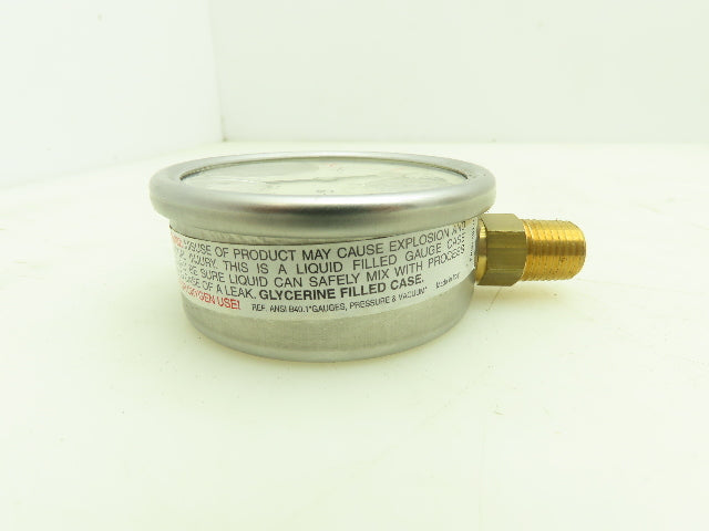 Air Tech LF25S-1 Vacuum Pressure Gauge 30inHg 2-1/2" Oil Filled 1/4" Lot of 5
