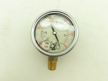 Air Tech LF25S-1 Vacuum Pressure Gauge 30inHg 2-1/2" Oil Filled 1/4" Lot of 5