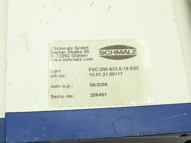 Schmalz FXC-SW-633.5-18-EVE Vacuum Large Area Gripping Air No Pad 4.75x24"