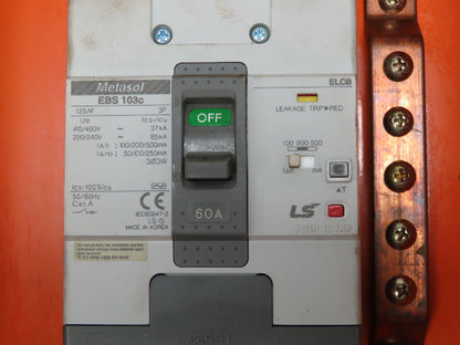 Metasol EBS103C LSIS Circuit Breaker 60A 3 Pole 125AF 480V 18x10x5" Enclosure