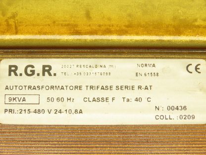 RGR Series R-AT Auto Transformer 9KVA 215-480V 3PH 24-10.8A 40°C Open Core