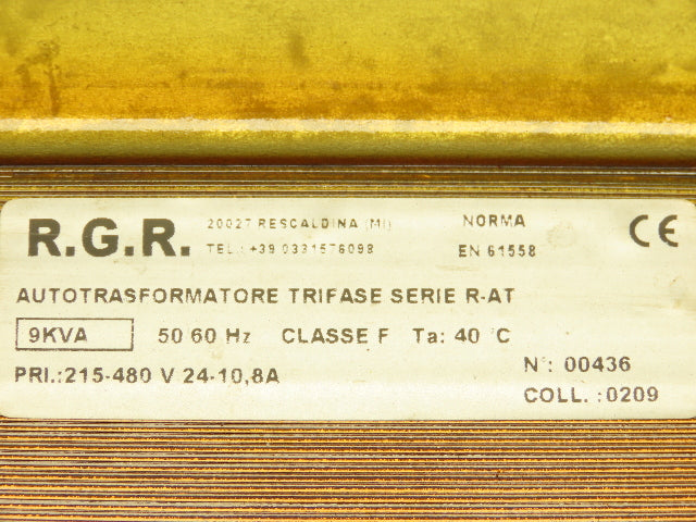 RGR Series R-AT Auto Transformer 9KVA 215-480V 3PH 24-10.8A 40°C Open Core