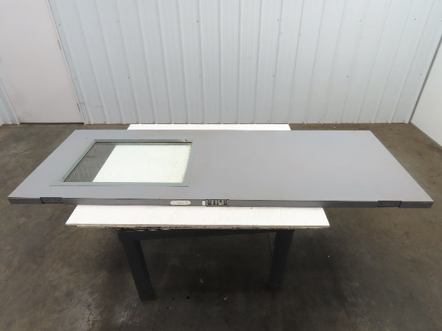 CP18GL42670F Fire Rated Metal Door 30x84" Half Glass 18 Gauge Gray 1.5 Hour