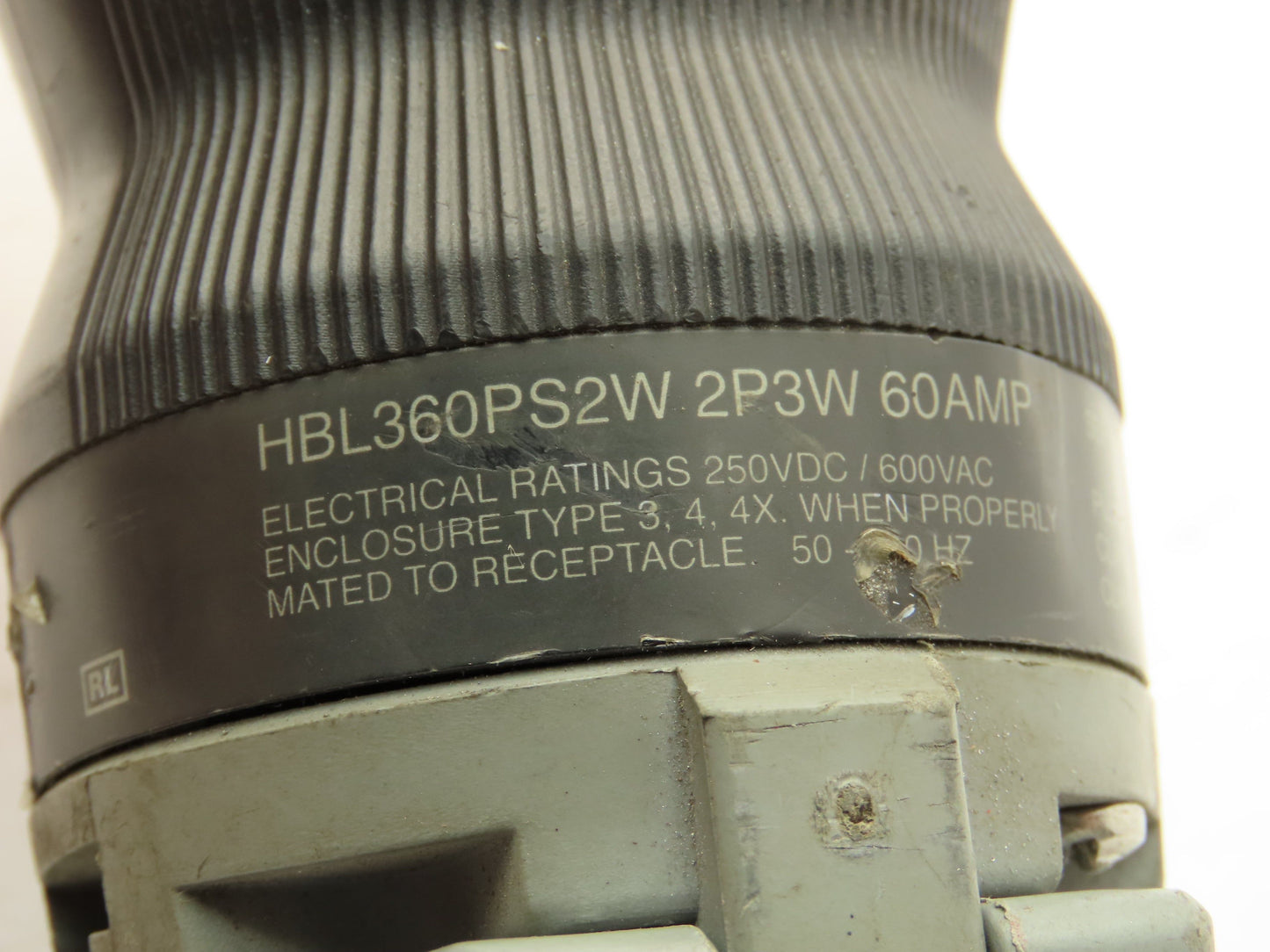 Hubbell HBL360PS2W Pin Sleeve Male Plug 2P3W 600V 60 Amp 2 Pole 3 Wire