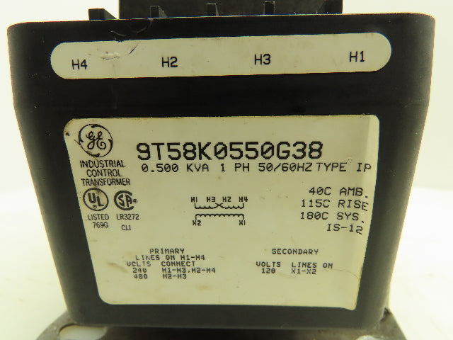 General Electric 9T58K0550G38 Control Transformer 0.500 KVA 1PH 600V 30A
