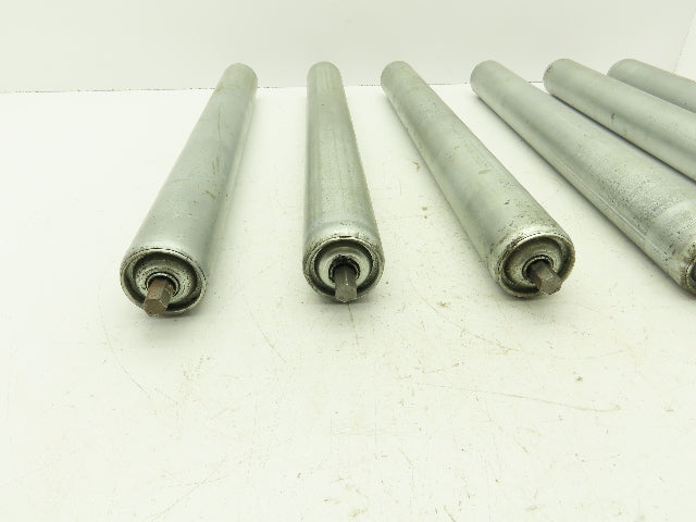 1.9" Dia x 19" BF Steel Gravity Conveyor Roller 7/16" Hex Lot of 6
