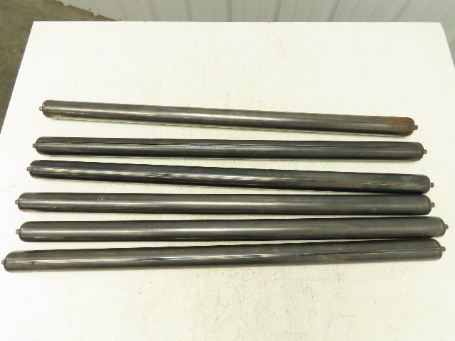 1.9" Dia x 37" BF Steel Gravity Conveyor Roller 7/16" Hex Axle  Lot of 6