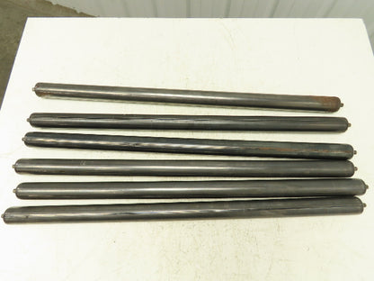 1.9" Dia x 37" BF Steel Gravity Conveyor Roller 7/16" Hex Axle  Lot of 6