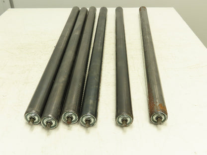 1.9" Dia x 37" BF Steel Gravity Conveyor Roller 7/16" Hex Axle  Lot of 6