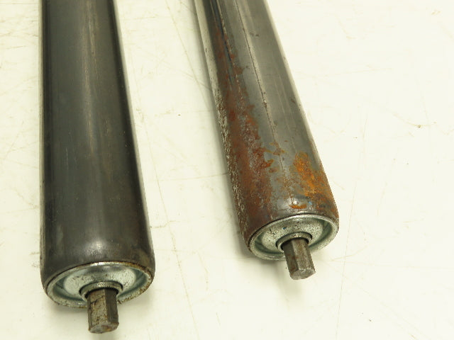 1.9" Dia x 37" BF Steel Gravity Conveyor Roller 7/16" Hex Axle  Lot of 6