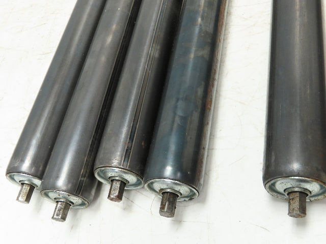 1.9" Dia x 37" BF Steel Gravity Conveyor Roller 7/16" Hex Axle  Lot of 6