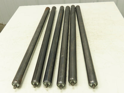 1.9" Dia x 37" BF Steel Gravity Conveyor Roller 7/16" Hex Axle  Lot of 6