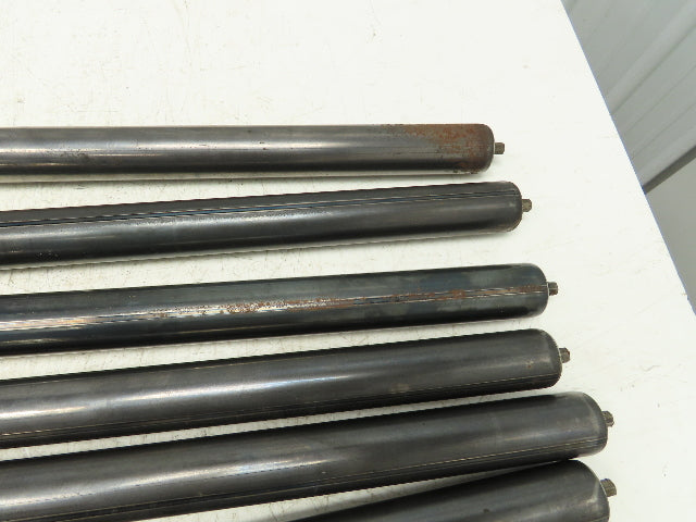1.9" Dia x 37" BF Steel Gravity Conveyor Roller 7/16" Hex Axle  Lot of 6