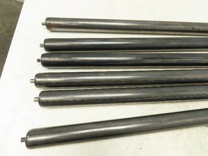 1.9" Dia x 37" BF Steel Gravity Conveyor Roller 7/16" Hex Axle  Lot of 6