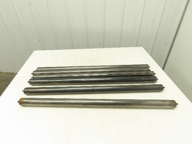 1.9" Dia x 37" BF Steel Gravity Conveyor Roller 7/16" Hex Axle  Lot of 6