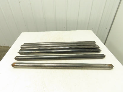 1.9" Dia x 37" BF Steel Gravity Conveyor Roller 7/16" Hex Axle  Lot of 6