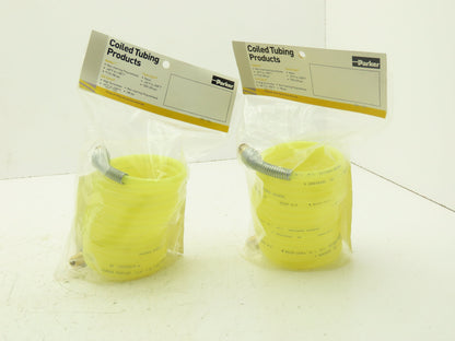 Parker A0412-MC4-ML4-R Fast-Stor Nylon Coiled Air Hose 1/4" ID x 9'  Lot of 2