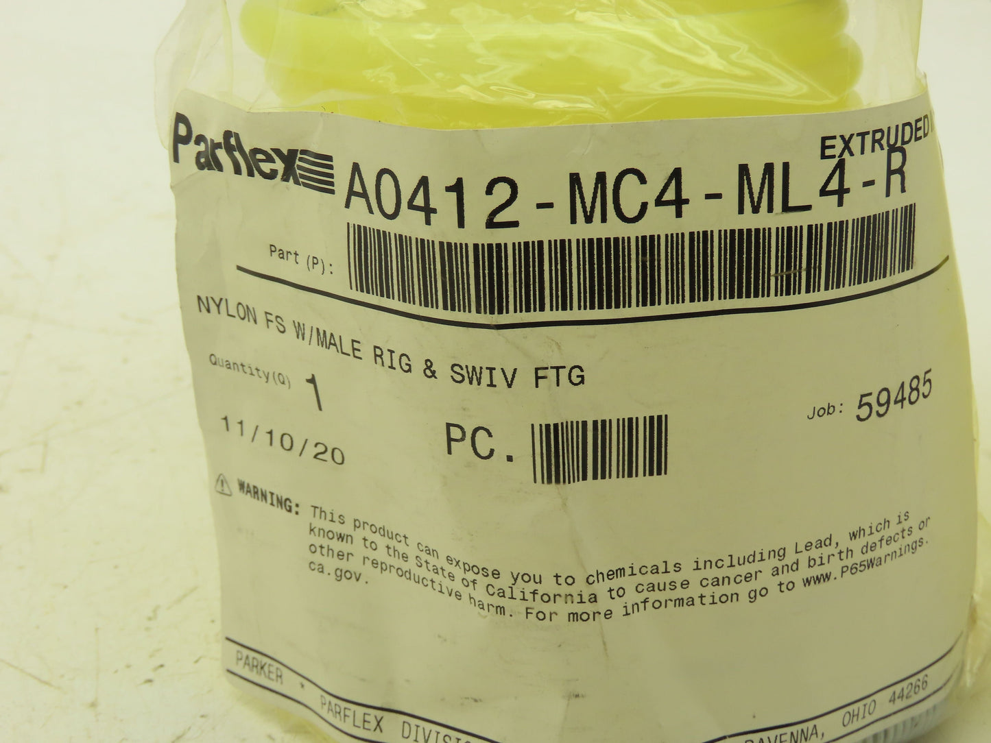 Parker A0412-MC4-ML4-R Fast-Stor Nylon Coiled Air Hose 1/4" ID x 9'  Lot of 2