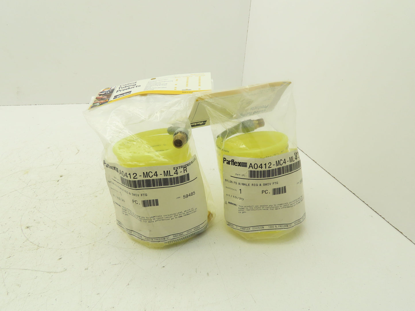 Parker A0412-MC4-ML4-R Fast-Stor Nylon Coiled Air Hose 1/4" ID x 9'  Lot of 2