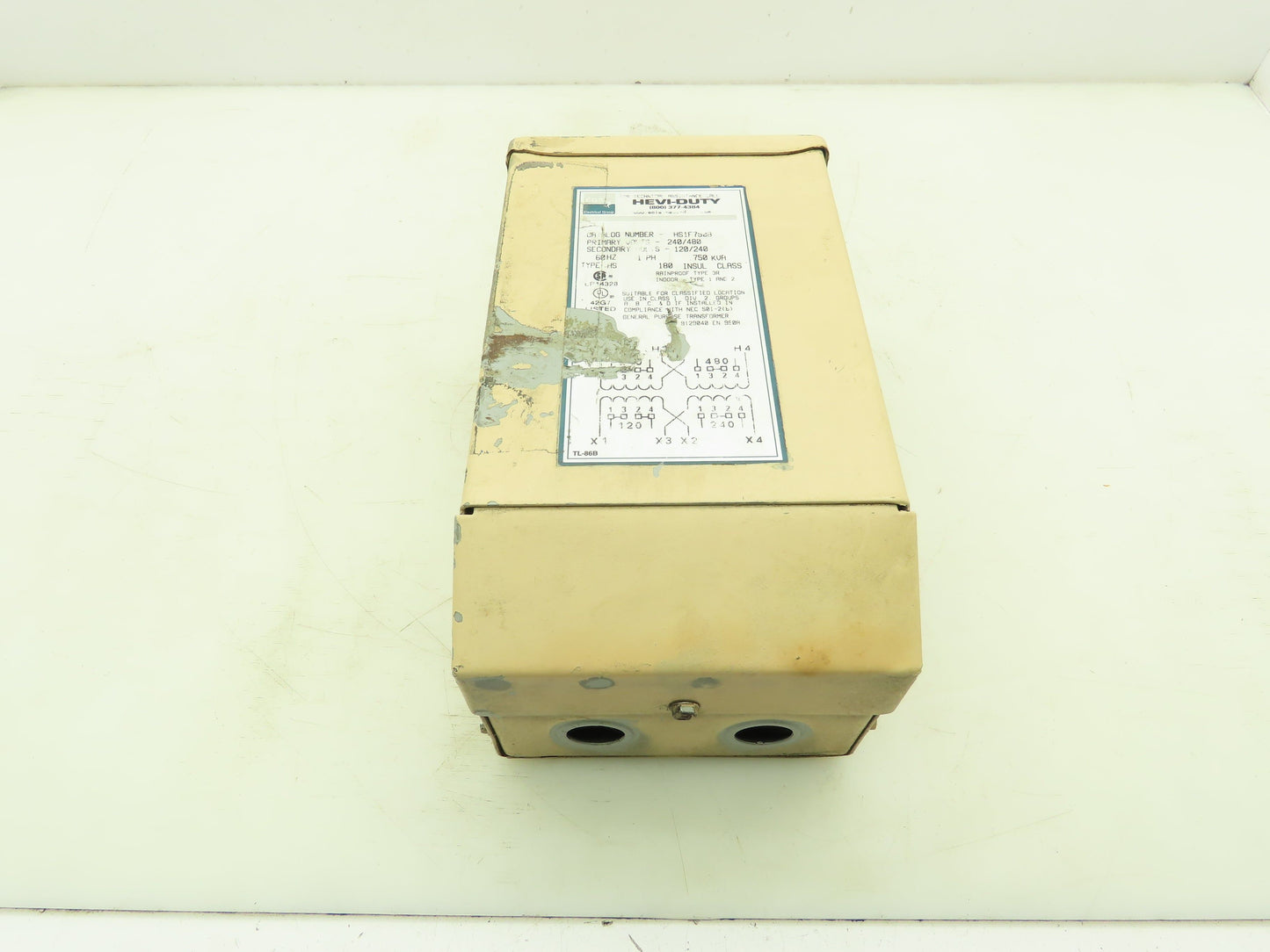 Emerson HS1F750B Hevi-Duty Transformer 0.75 KVA 1PH HV 240/480V LV 120/240V