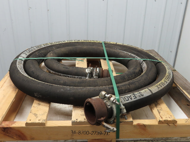 Eagle 3" ID x 24' Hot Air Compressor Dry Bulk Blower Hose Black Rubber 400°F