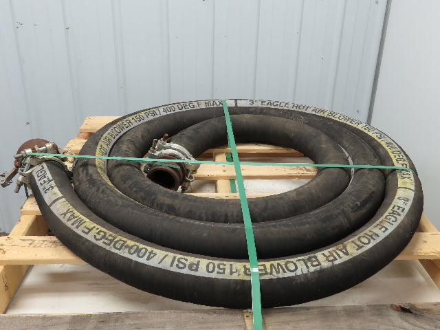 Eagle 3" ID x 24' Hot Air Compressor Dry Bulk Blower Hose Black Rubber 400°F