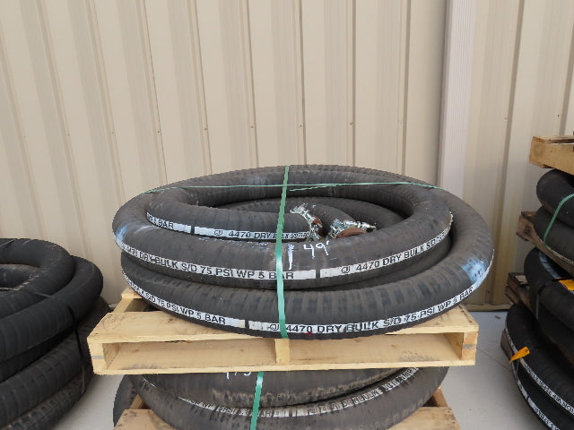 Jason 4470 Dry Bulk Material Suction Hose 4" ID x 49' Gum Rubber 75 PSI