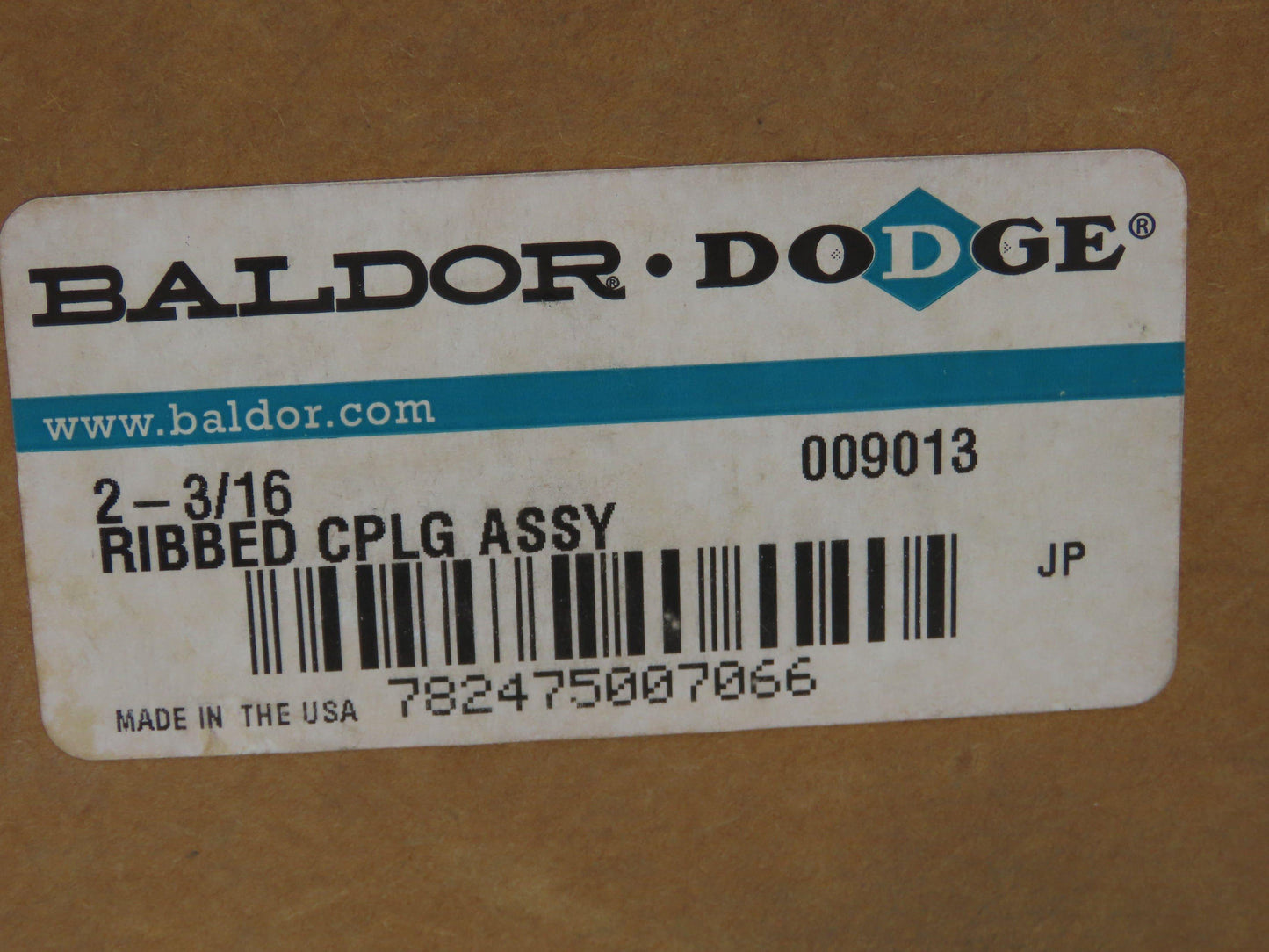 Baldor Dodge 009013 Ridgid Ribbed Coupling Assembly 2-3/16"