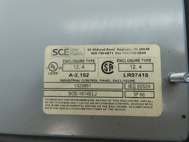 Saginaw SCE-1614ELJ Control Panel Enclosure 16"H 14"W 6"D With Backplate