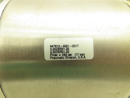Parker 847813-0001-2017 Round Body Pneumatic Cylinder 1" Bore 3" Stroke 250 PSI